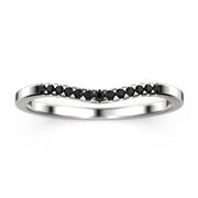 Wedding Ring 0.15 Ct Petite Curved Black Diamond Moissanite 10K/14K/18K Solid Gold Wedding Band