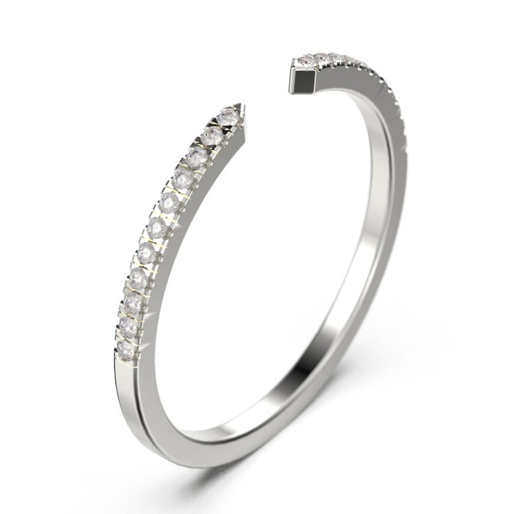 Minimalist 4mm Width Open Design 0.22 ct Moissanite Diamond 18K Gold Over Silver Wedding Band