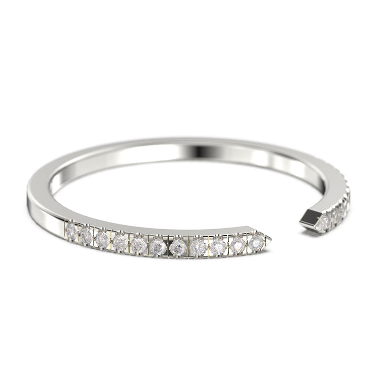 Minimalist 4mm Width Open Design 0.22 ct Moissanite Diamond 18K Gold Over Silver Wedding Band