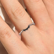 Wedding Ring 0.10 Ct Black Diamond Moissanite 18K Gold Over Silver Wedding Band