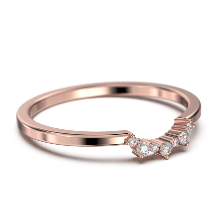 Wedding Ring 0.10 ct Moissanite Diamond 18K Gold Over Silver Wedding Band