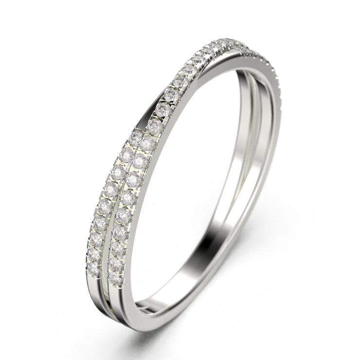 Crossing Style 0.45 ct Moissanite Diamond 18K Gold Over Silver Wedding Band