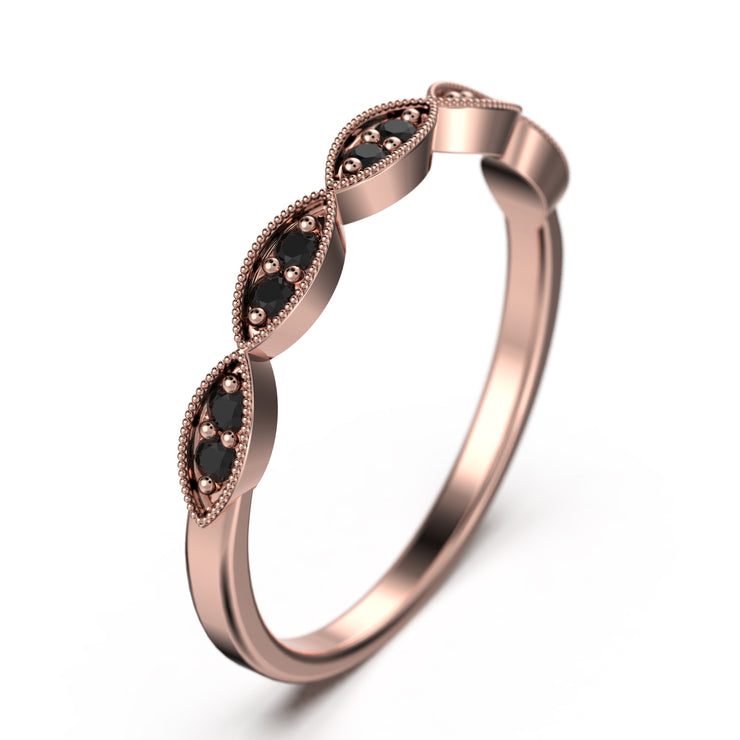 Black Diamond Moissanite Ring 0.12 Ct Wedding Band 18K Gold Over Silver