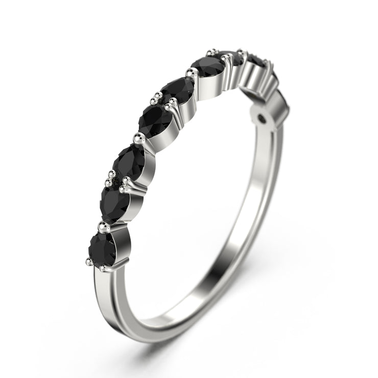 Black Diamond Moissanite Ring 0.60 Ct Wedding Band 18K Gold Over Silver