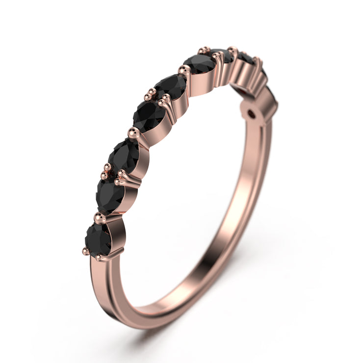 Black Diamond Moissanite Ring 0.60 Ct Wedding Band 18K Gold Over Silver