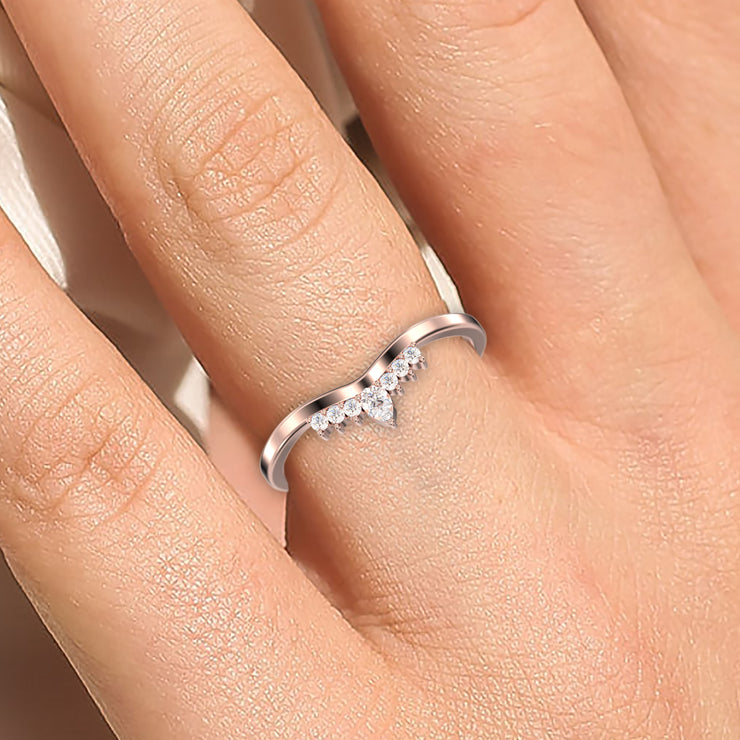 Engagement Ring 0.12 ct Diamond Moissanite Ring 18K Gold Over Silver Wedding Band