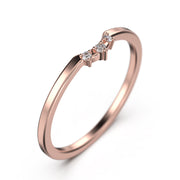 Mini Trio 0.04 ct Moissanite Diamond Nesting Ring 18K Gold Over Silver Wedding Band