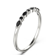 Petite Versailles 0.14 Ct Black Diamond Moissanite Ring Wedding Band 18K Gold Over Silver