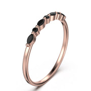 Petite Versailles 0.14 Ct Black Diamond Moissanite Ring Wedding Band 10K/14K/18K Solid Gold