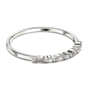 Petite Versailles 0.14 ct Moissanite Diamond Ring Wedding Band 18K Gold Over Silver