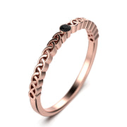 Black Diamond Moissanite 0.05 Ct Twist Wedding Ring 18K Gold Over Silver
