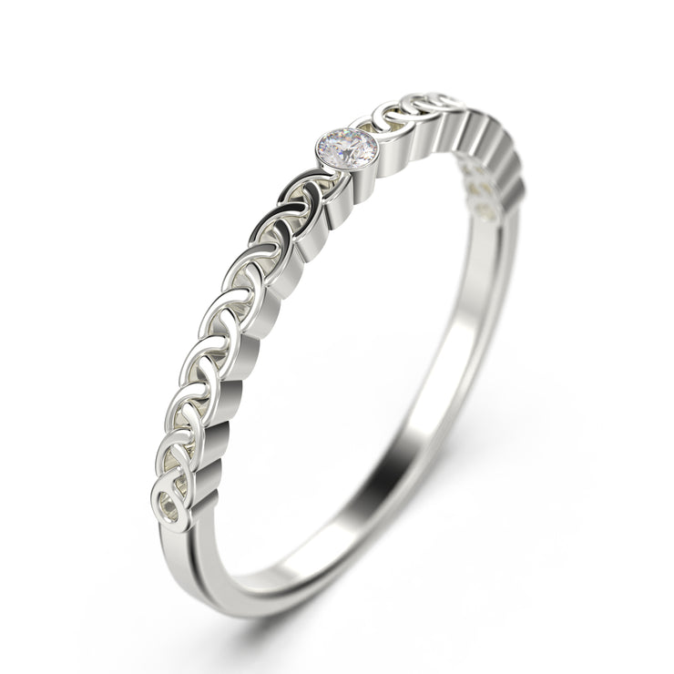 Moissanite Diamond 0.05 ct Twist Wedding Ring 18K Gold Over Silver