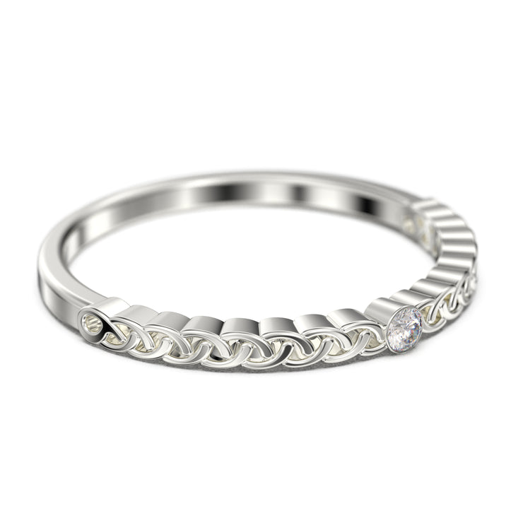Moissanite Diamond 0.05 ct Twist Wedding Ring 18K Gold Over Silver