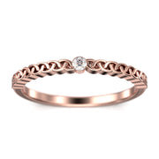 Moissanite Diamond 0.05 Ct Twist Wedding Ring 10K/14K/18K Solid Gold