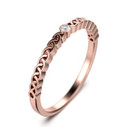 Moissanite Diamond 0.05 Ct Twist Wedding Ring 10K/14K/18K Solid Gold
