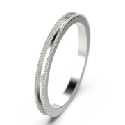 Wedding Ring 2mm Milgrain 18K Gold Over Silver Wedding Band