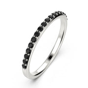 Petite Shared Prong Black Diamond Moissanite 0.36 Ct 1.5mm Round Cut 18K Gold Over Silver Wedding Band