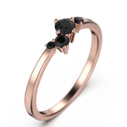 Minimalist Black Diamond Moissanite Ring 18K Gold Over Silver