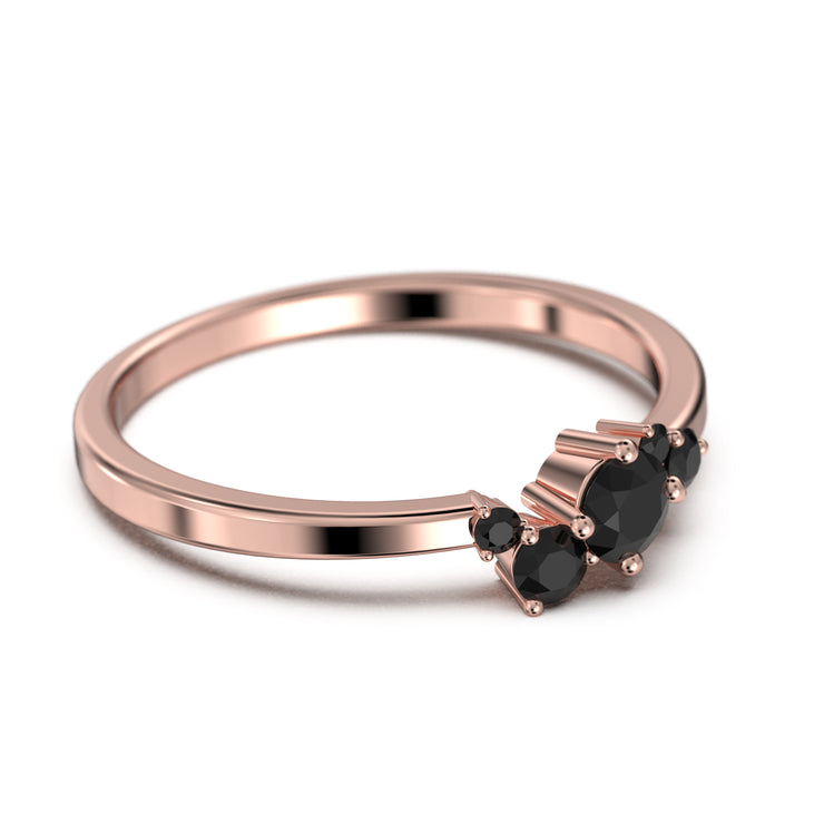 Minimalist Black Diamond Moissanite Ring 10K/14K/18K Solid Gold