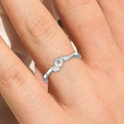 Minimalist Moissanite Diamond Ring 18K Gold Over Silver