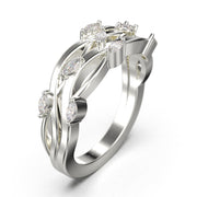 Marquise Cut 0.36 ct Moissanite Diamond Blooming Willow Wedding Ring 18K Gold Over Silver