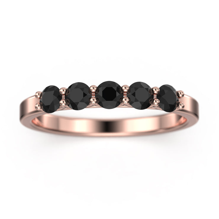 Premier Five Stone Trellis 0.51 Ct Black Diamond Moissanite 18K Gold Over Silver Wedding Ring