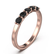 Premier Five Stone Trellis 0.51 Ct Black Diamond Moissanite 10K/14K/18K Solid Gold Wedding Ring