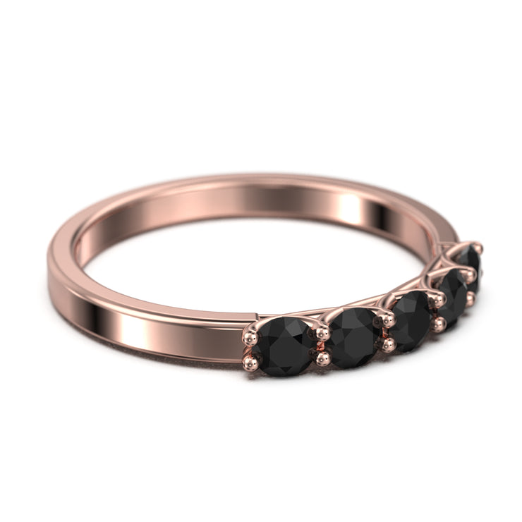 Premier Five Stone Trellis 0.51 Ct Black Diamond Moissanite 10K/14K/18K Solid Gold Wedding Ring
