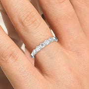 Premier Five Stone Trellis 0.51 Ct Moissanite Diamond 10K/14K/18K Solid Gold Wedding Ring
