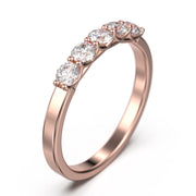 Premier Five Stone Trellis 0.51 ct Moissanite Diamond 18K Gold Over Silver Wedding Ring