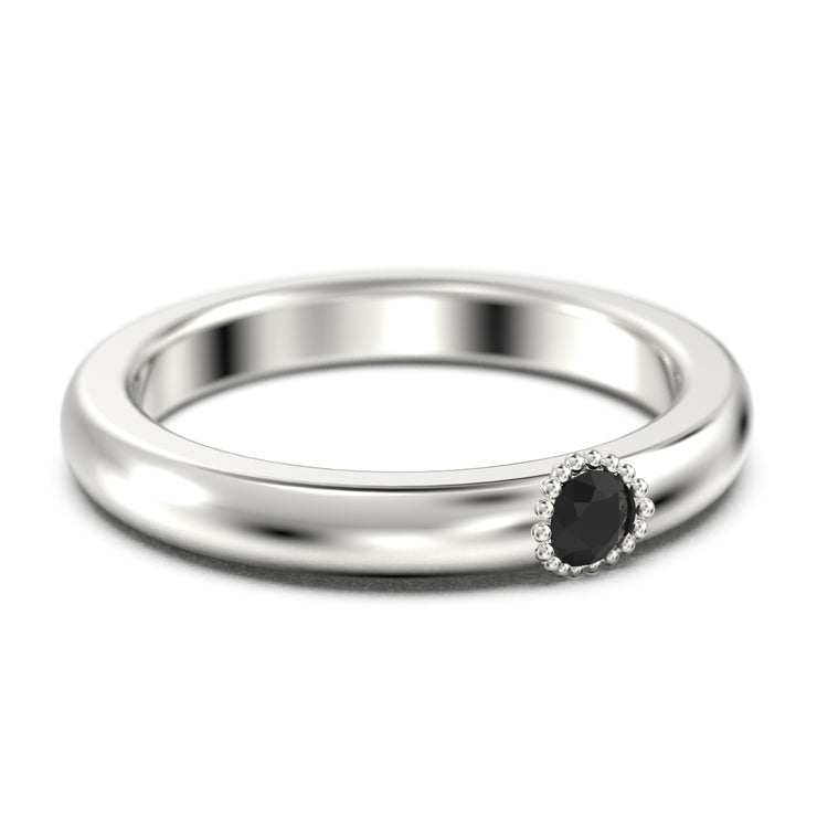 Vertex 0.17 Ct Black Diamond Moissanite Ring 18K Gold Over Silver Wedding Band