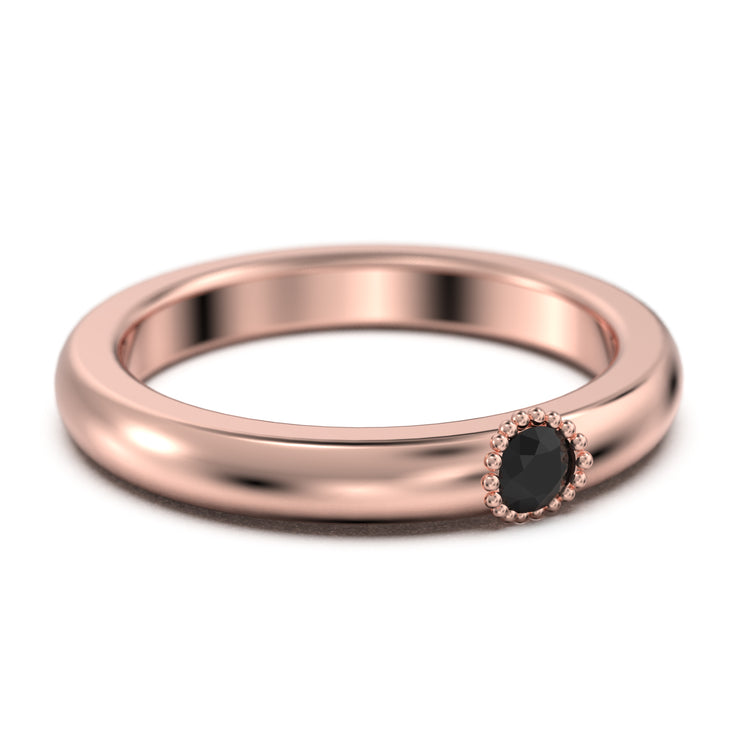 Vertex 0.17 Ct Black Diamond Moissanite Ring 10K/14K/18K Solid Gold Wedding Band
