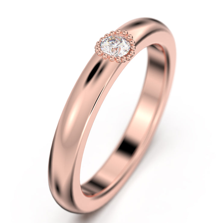 Vertex 0.17 ct Moissanite Diamond Ring 18K Gold Over Silver Wedding Band