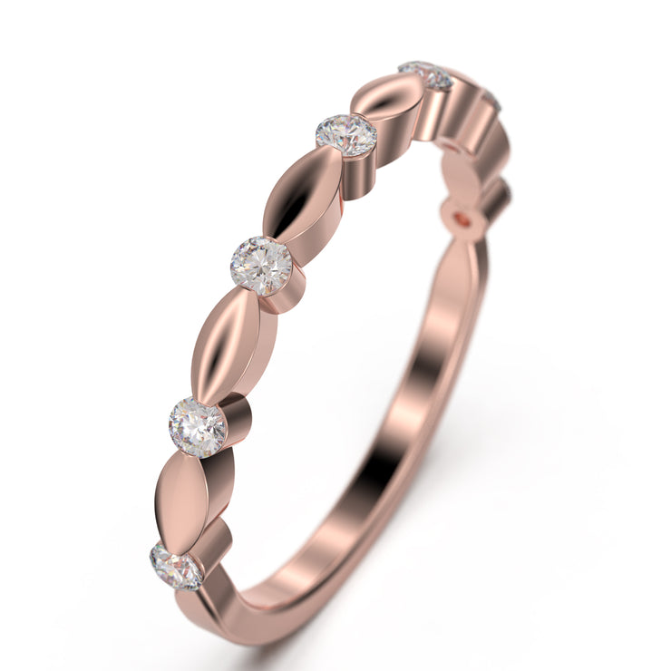 Round Cut 0.35 Ct Diamond Moissanite Wedding Band 10K/14K/18K Solid Gold Ring