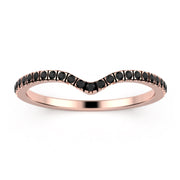 Matching Band 1.1mm Round Cut 25 Stones Black Diamond Moissanite Wedding Band 18K Gold Over Silver