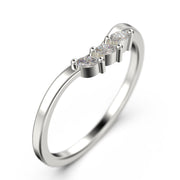 Wedding Band 0.12 ct Diamond Moissanite Ring Three Marquise Stones 18K Gold Over Silver