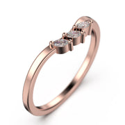 Wedding Band 0.12 Ct Diamond Moissanite Ring Three Marquise Stones 10K/14K/18K Solid Gold