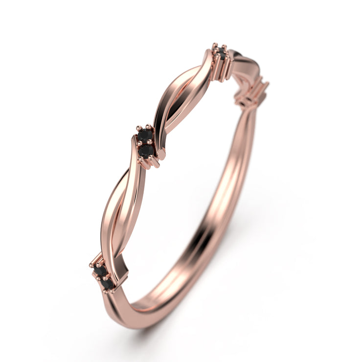 0.08 Ct Wedding Ring Black Diamond Moissanite 18K Gold Over Silver