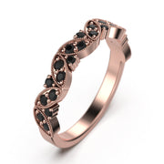 Classic Black Diamond Moissanite Wedding Ring 18K Gold Over Silver