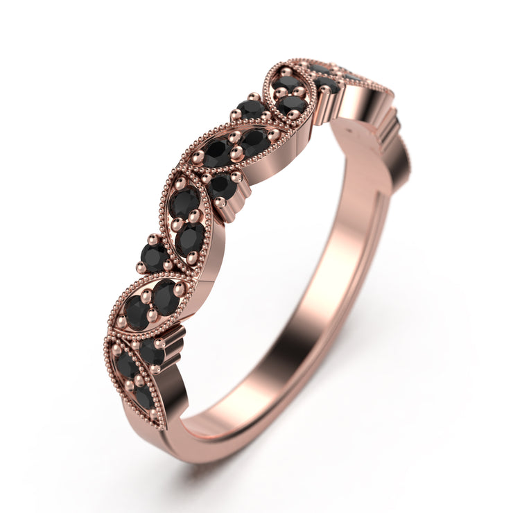Classic Black Diamond Moissanite Wedding Ring 10K/14K/18K Solid Gold
