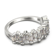Alternating Wave Of Baguette Moissanite Diamond Wedding Ring 10K/14K/18K Solid Gold