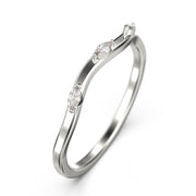 Marquise Cut 0.12 ct Moissanite Diamond 18K Gold Over Silver Wedding Band