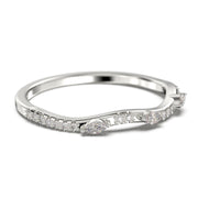 Marquise and Round Cut 0.48 ct Moissanite Diamond 18K Gold Over Silver Wedding Band