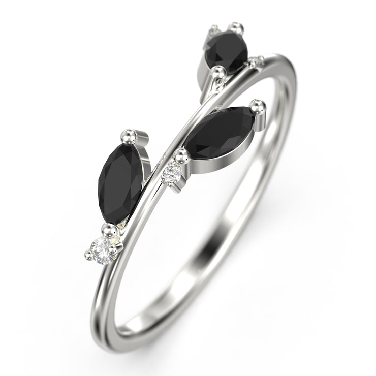 Wedding Ring 0.50 Ct Black Diamond Moissanite 18K Gold Over Silver Wedding Band Anniversary Gift