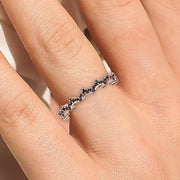 Anniversary Gift 0.50 Ct Black Diamond Moissanite Lace Edge Ring 10K/14K/18K Solid Gold Wedding Band