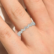 Anniversary Gift 0.50 ct Moissanite Diamond Lace Edge Ring 18K Gold Over Silver Wedding Band