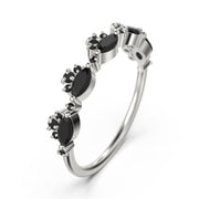 Anniversary Gift 1.1 Ct Black Diamond Moissanite Chantilly 18K Gold Over Silver Wedding Ring