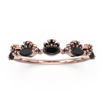 Anniversary Gift 1.1 Ct Black Diamond Moissanite Chantilly 18K Gold Over Silver Wedding Ring