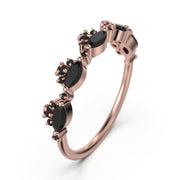 Anniversary Gift 1.1 Ct Black Diamond Moissanite Chantilly 10K/14K/18K Solid Gold Wedding Ring