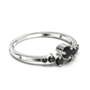 Anniversary Gift 0.65 Ct Round Black Diamond Moissanite Clasic Ring 18K Gold Over Silver Wedding Band